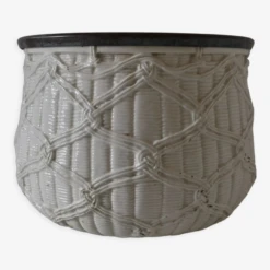 Cache Pot Vintage Céramique à L'imitation De L'osier
