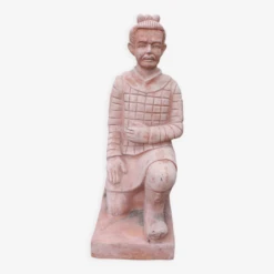 Statue De Jardin Guerrier XIAN Agenouillé En Terre Cuite 87 Cm