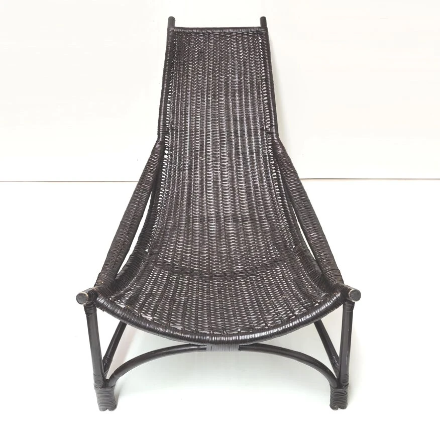 Chaise Longue Transat Vintage En Rotin Noir 7 Chaise Longue Transat Vintage En Rotin Noir – Image 5