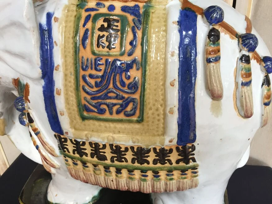 Grand Elephant Terre Cuite Vernissee Emaillee Ceramique De Chine Art Déco 7 Grand Elephant Terre Cuite Vernissee Emaillee Ceramique De Chine Art Déco – Image 5