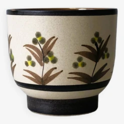 Pot De Fleurs En Céramique Orné De Décorations Florales Très Colorées TBE.