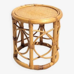 Petite Sellette Porte Plante En Rotin