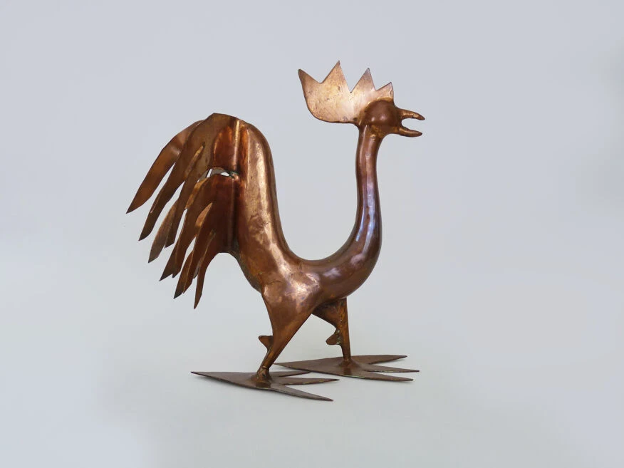 Sculpture Coq Brutaliste En Cuivre. Année 50 4 Sculpture Coq Brutaliste En Cuivre. Année 50 – Image 2