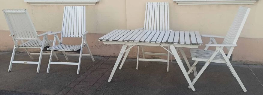 Ensemble De Jardin R. Gleizes 1 Table Et 4 Fauteuils Pliables Années 70 7 Ensemble De Jardin R. Gleizes 1 Table Et 4 Fauteuils Pliables Années 70 – Image 5