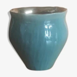 Cache-pot Vintage Vert Et Bronze En Céramique