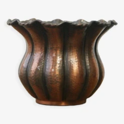 Cachepot Ou Vase Italien En Cuivre Forgé Par Egidio Casagrande Pour Trydent, Années 1950