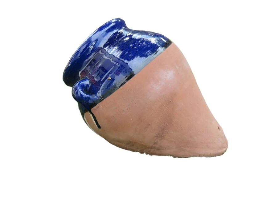 Pot De Fleur Mural En Terre Cuite Vernissée Bleue 11 Pot De Fleur Mural En Terre Cuite Vernissée Bleue – Image 9