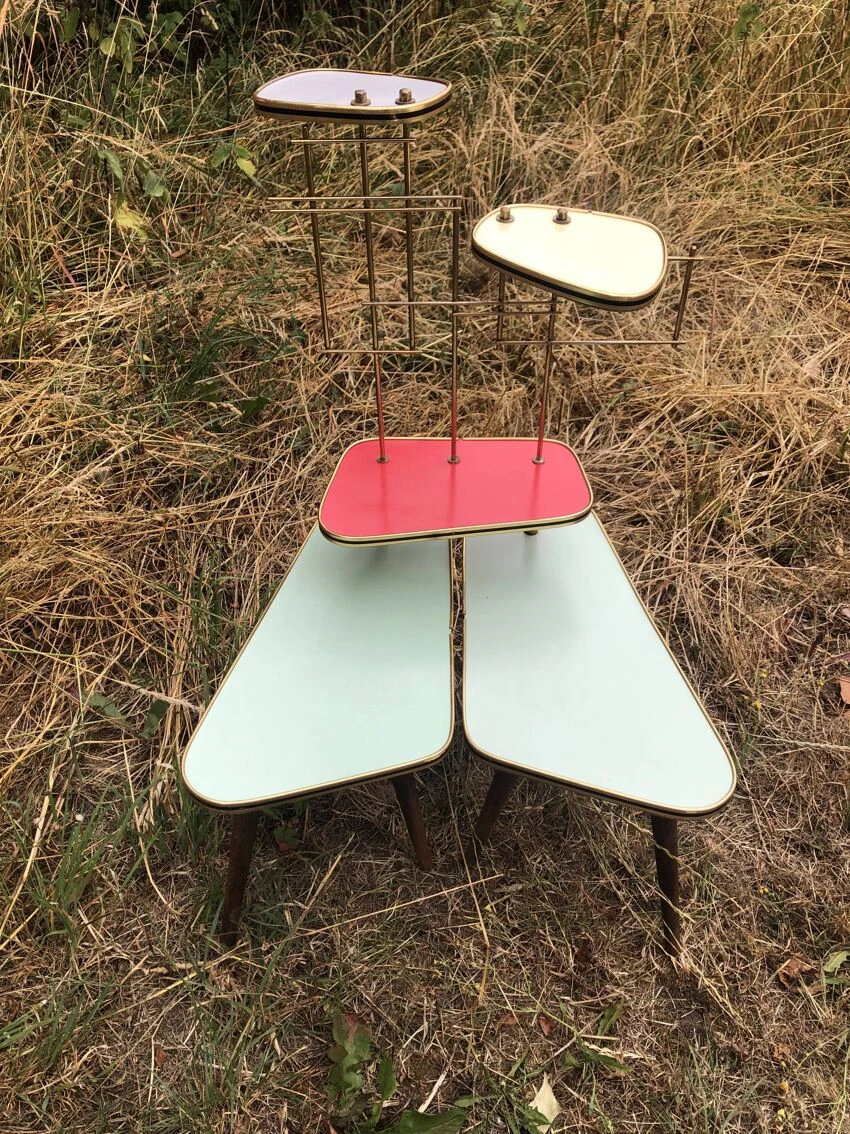 Porte Plante Sellette Table Guéridon Formica Années 60 7 Porte Plante Sellette Table Guéridon Formica Années 60 – Image 5