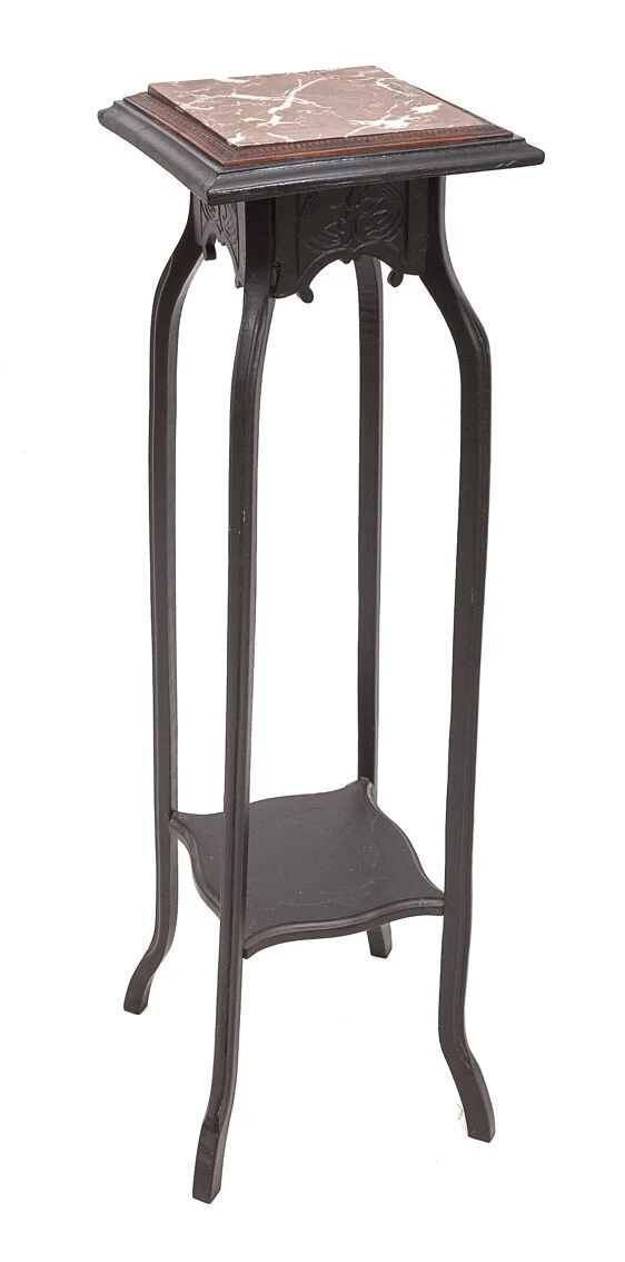 Sellette Noire Avec Plateau En Marbre 1900 4 Sellette Noire Avec Plateau En Marbre 1900 – Image 2