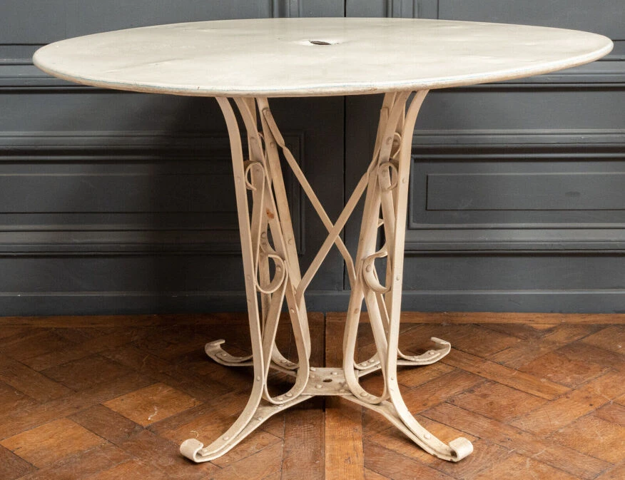 Table En Tôle Peinte Salon De Jardin Ferronnerie 1950 Piétement 9 Table En Tôle Peinte Salon De Jardin Ferronnerie 1950 Piétement – Image 8