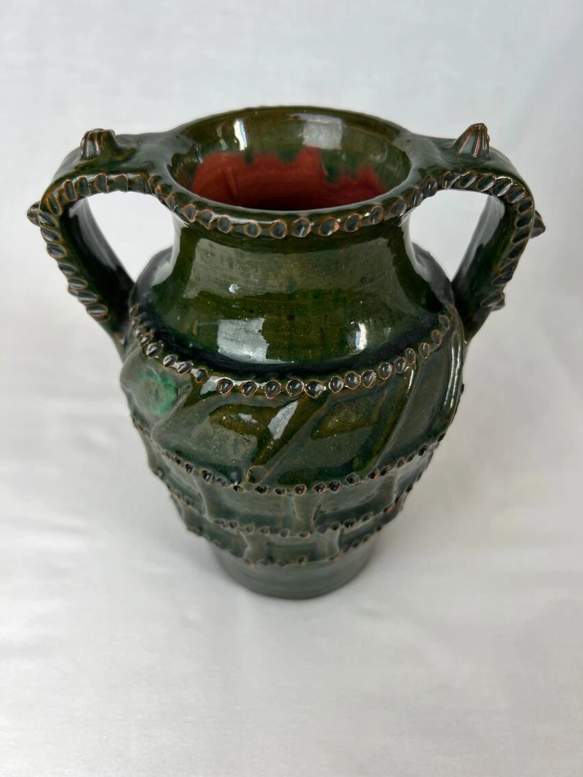 Jarre En Terre Cuite à Anses Vert Foncé 4 Jarre En Terre Cuite à Anses Vert Foncé – Image 2