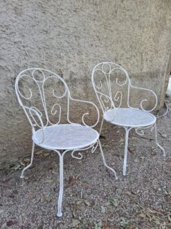 Paire De Fauteuil En Fer Blanc Ancien -Jardin Fournitures Boutique 30873f37 8bf6 4a8b a929 80321faae828