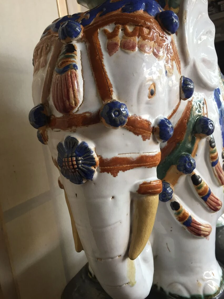 Grand Elephant Terre Cuite Vernissee Emaillee Ceramique De Chine Art Déco 10 Grand Elephant Terre Cuite Vernissee Emaillee Ceramique De Chine Art Déco – Image 8