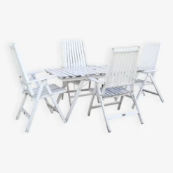 Ensemble De Jardin R. Gleizes 1 Table Et 4 Fauteuils Pliables Années 70