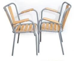 Paire De Chaises Acier Et Bois -Jardin Fournitures Boutique 373dd222 f6b4 4e6a bba4 14a0c7b6c537