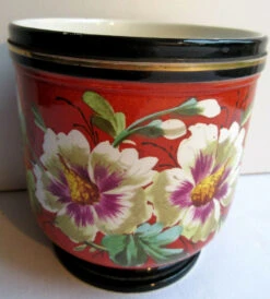 Cache-pot XIXème Porcelaine De Paris Peint D'Hibiscus Sur Fond Rouge -Jardin Fournitures Boutique 376493ff 34b5 40bf 88a5 a7de13955e3b