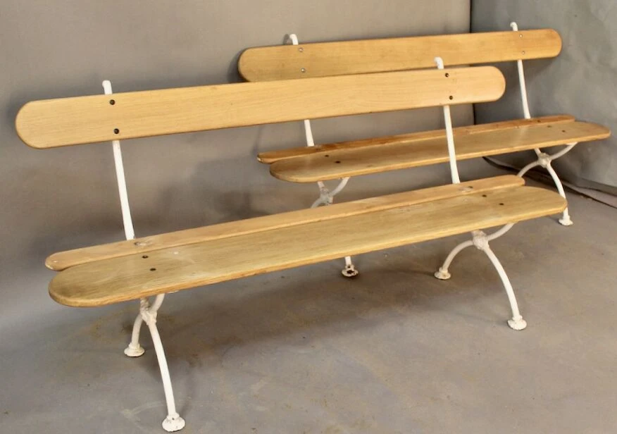 Paire De Bancs De Jardin Piètement Fonte XlXème 4 Paire De Bancs De Jardin Piètement Fonte XlXème – Image 2