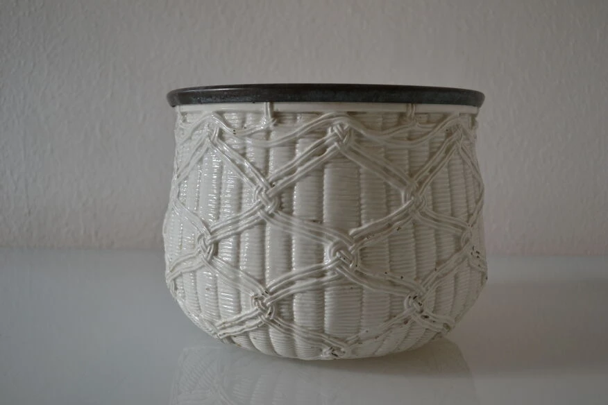 Cache Pot Vintage Céramique à L'imitation De L'osier 4 Cache Pot Vintage Céramique à L'imitation De L'osier – Image 2