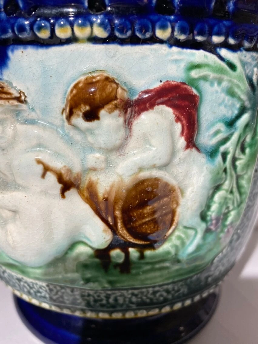 Cache Pot, Barbotine Ancienne Début XX Siècle 17 Cache Pot, Barbotine Ancienne Début XX Siècle – Image 15