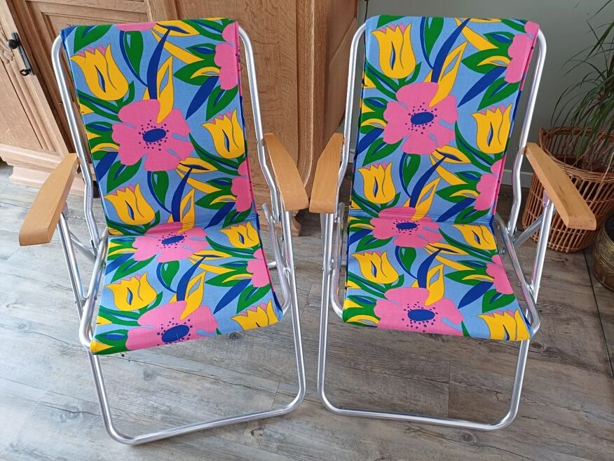 Chaises Pliantes Fleuries 4 Chaises Pliantes Fleuries – Image 2