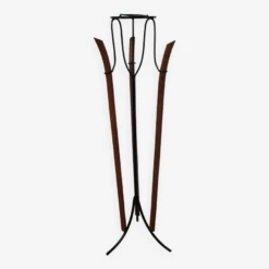 Porte Plante Design Rotin Metal Années 50