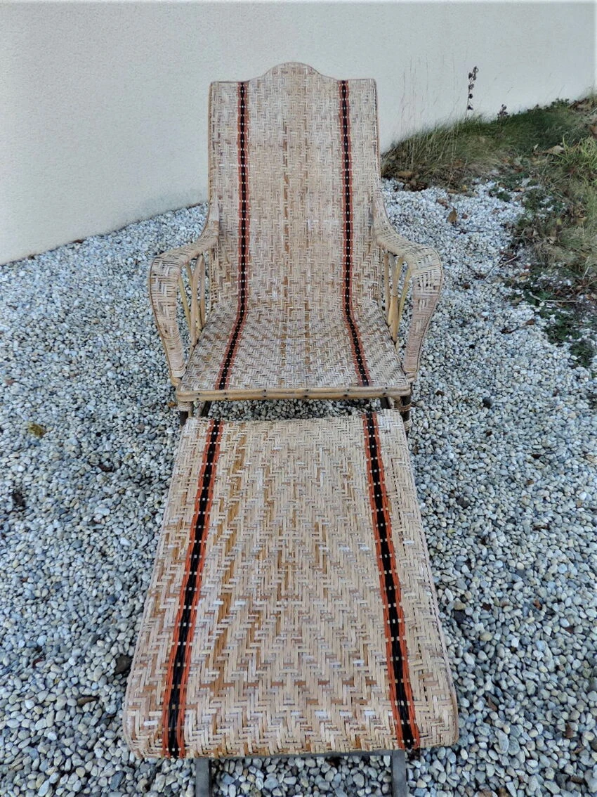 Chaise Longue En Rotin Avec Son Repose Pied 1930 13 Chaise Longue En Rotin Avec Son Repose Pied 1930 – Image 11