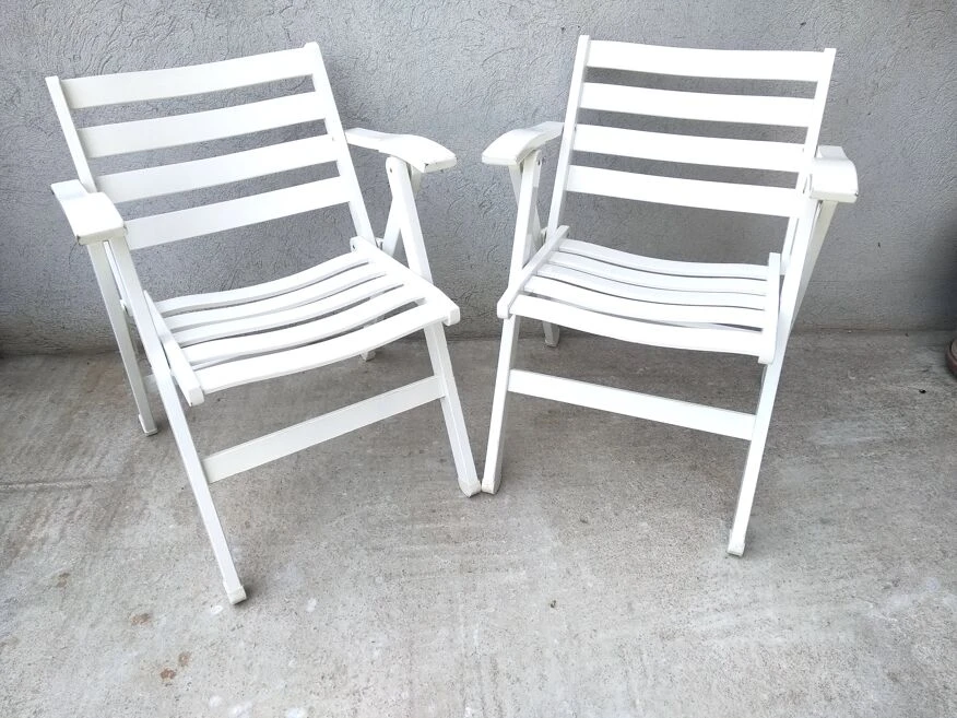 Fauteuils De Jardin Pliants En Bois Foppapedretti Vintage Italie 6 Fauteuils De Jardin Pliants En Bois Foppapedretti Vintage Italie – Image 4