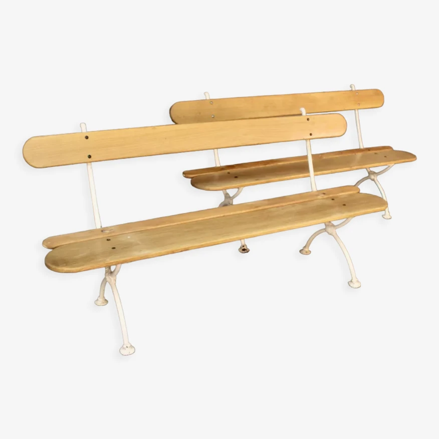 Paire De Bancs De Jardin Piètement Fonte XlXème 3 Paire De Bancs De Jardin Piètement Fonte XlXème