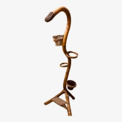 Ancien Porte Plante Rotin Serpent