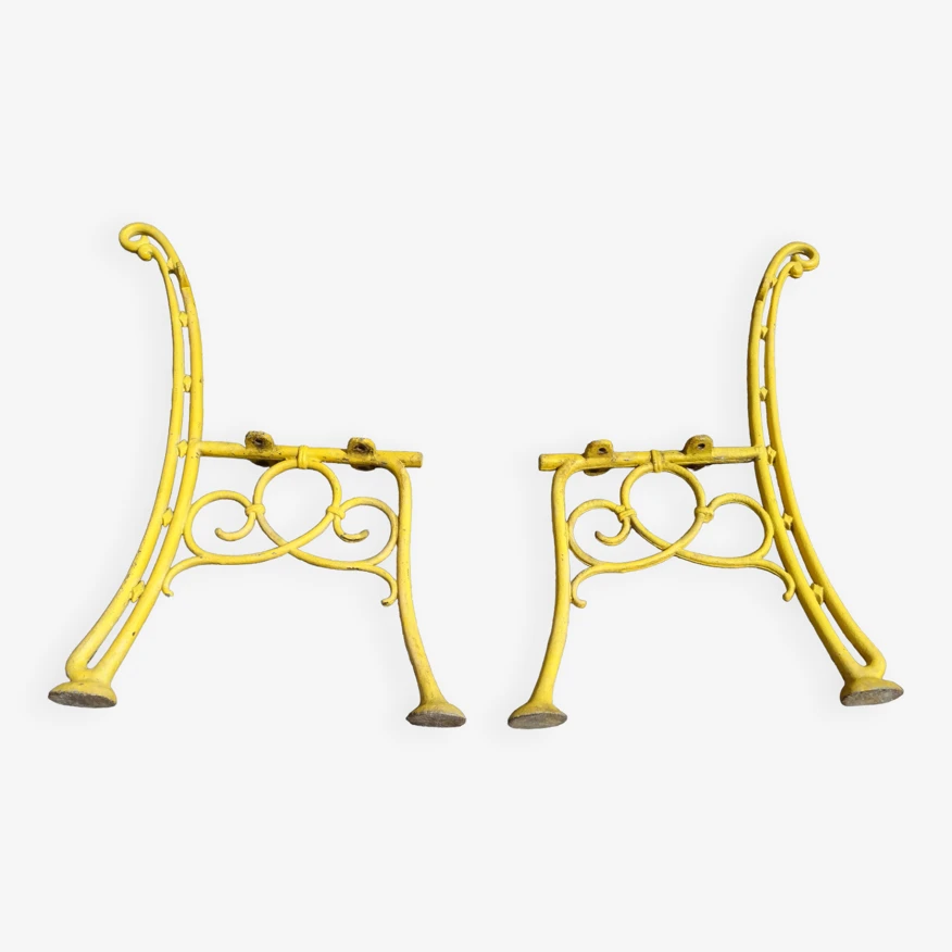 Paire De Montants De Banc De Jardin En Fonte Vers 1930 3 Paire De Montants De Banc De Jardin En Fonte Vers 1930