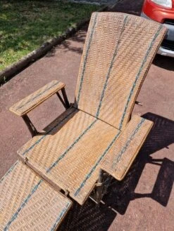 Chaise Longue En Rotin/osier Et Bois - Années 1940/50 -Jardin Fournitures Boutique 51e12816 137a 4330 8a39 12891b1d07a6