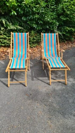 Paire D'anciennes Chiliennes / Chaises Longues / Fauteuil Transat -Jardin Fournitures Boutique 532bb438 681f 4c32 b682 04e61bc2f31a