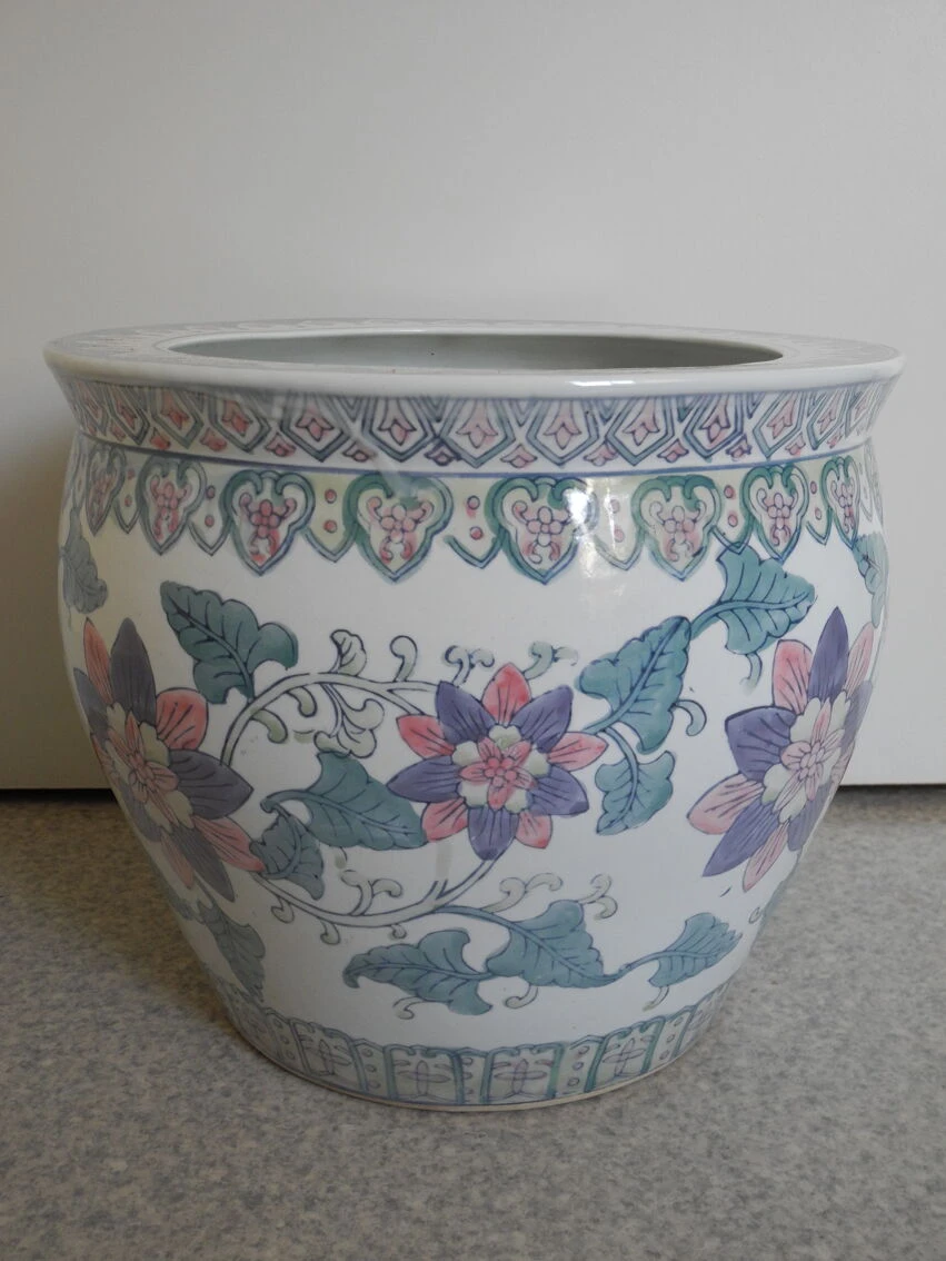 Ancien Bassin Poissons Porcelaine Cache Pot Déco Vintage Fish Bowl Planter 5 Ancien Bassin Poissons Porcelaine Cache Pot Déco Vintage Fish Bowl Planter – Image 3