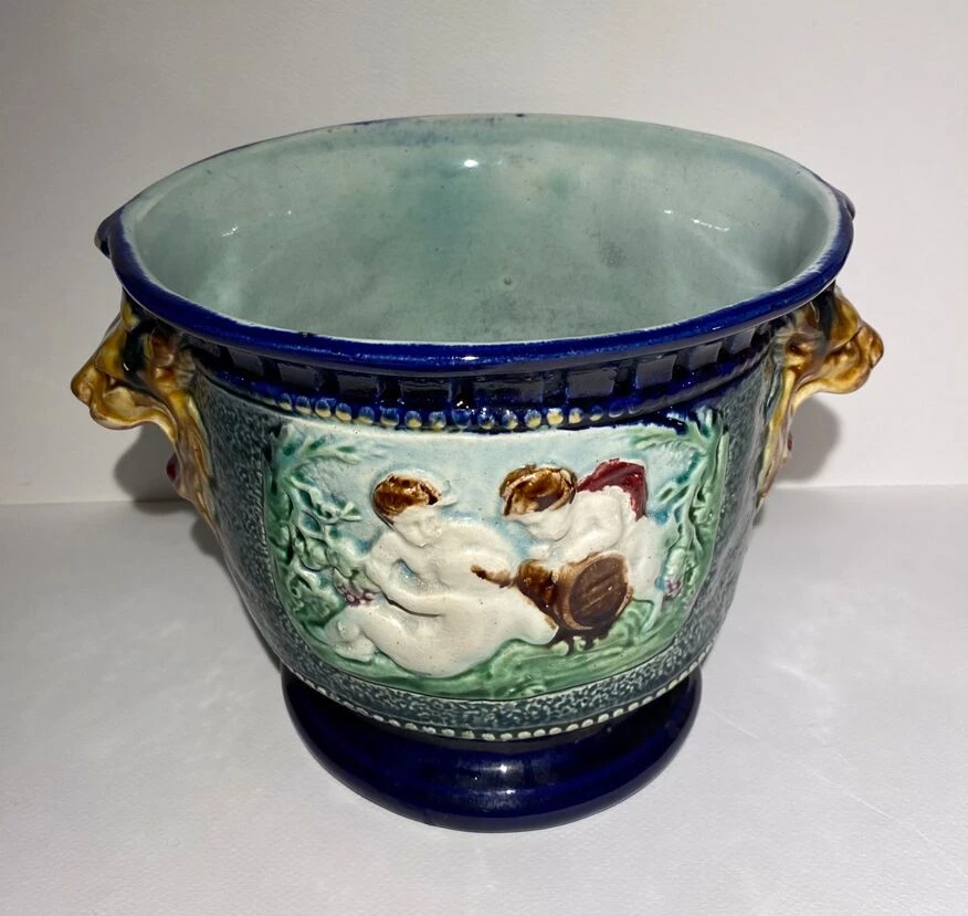 Cache Pot, Barbotine Ancienne Début XX Siècle 6 Cache Pot, Barbotine Ancienne Début XX Siècle – Image 4