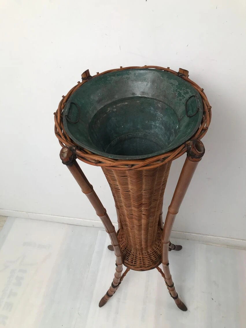 Porte Plante En Bambou Et Osier Des Années 60 6 Porte Plante En Bambou Et Osier Des Années 60 – Image 4