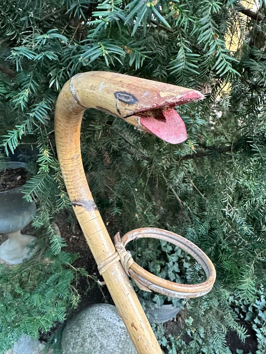 Porte Plantes Vintage - Rotin Et Bambou - Tête De Serpent 8 Porte Plantes Vintage - Rotin Et Bambou - Tête De Serpent – Image 6