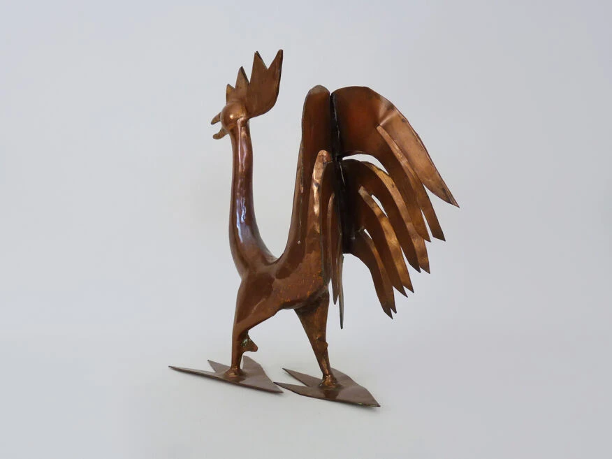 Sculpture Coq Brutaliste En Cuivre. Année 50 8 Sculpture Coq Brutaliste En Cuivre. Année 50 – Image 6