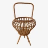 Porte Plante Ou Porte Revues Tripode En Rotin Vintage 1950