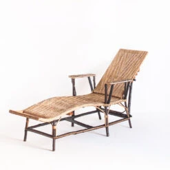 Chaise Longue En Bois Cannage Et Osier France Années 1950 -Jardin Fournitures Boutique 5e00712d eee9 44ef b88e b0fc220e2db2