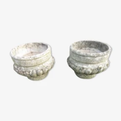 Paire De Vasques En Pierre Reconstituée