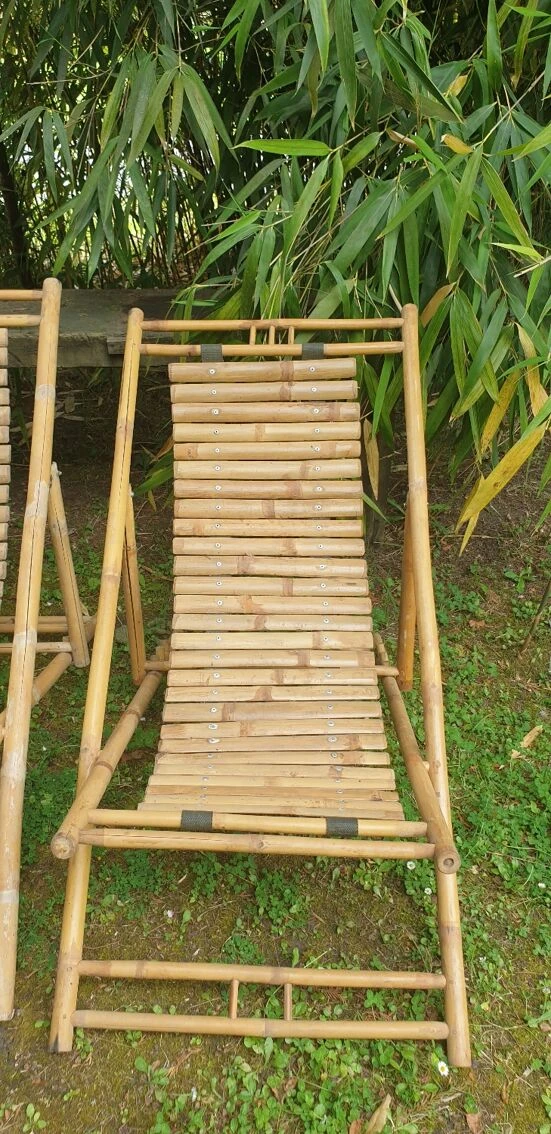 Paire De Chaises Longues En Bambou, Transats 6 Paire De Chaises Longues En Bambou, Transats – Image 4