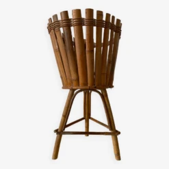 Cache Pot En Rotin Et Bambou Ancien