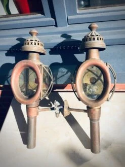 Paire D'anciennes Lanternes De Fiacre En Cuivre Vers 1900 -Jardin Fournitures Boutique 69283f45 7984 48bd bccb 0f8b53386109