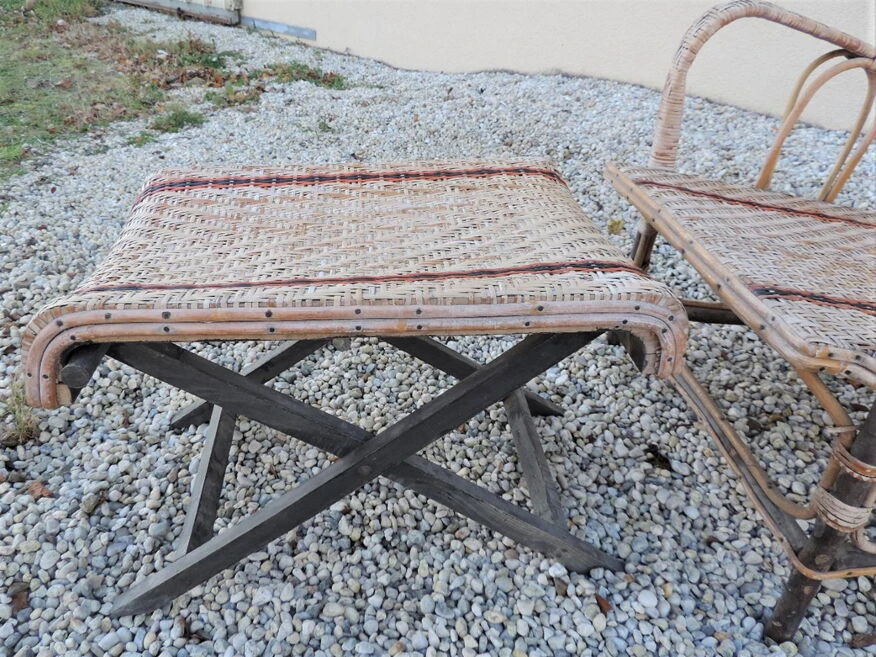 Chaise Longue En Rotin Avec Son Repose Pied 1930 4 Chaise Longue En Rotin Avec Son Repose Pied 1930 – Image 2