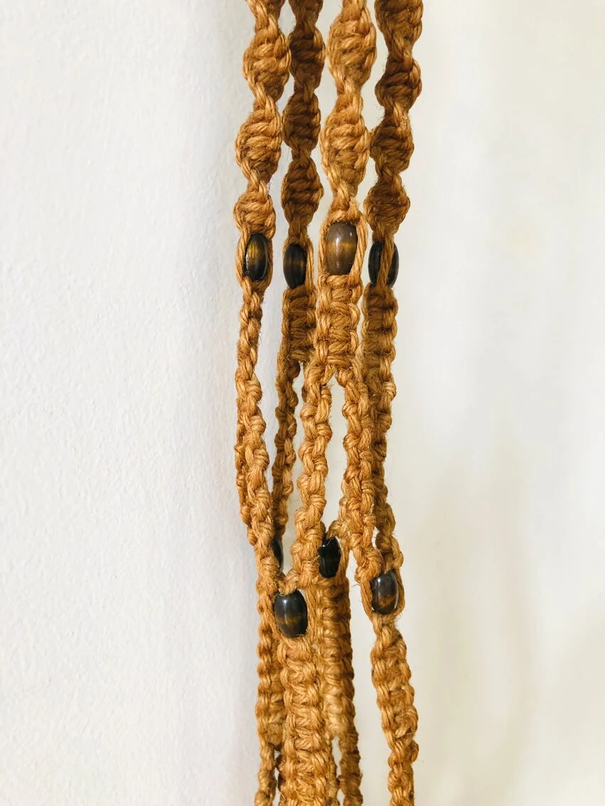 Suspension Porte-plante En Corde Tressée Et Perles 8 Suspension Porte-plante En Corde Tressée Et Perles – Image 6