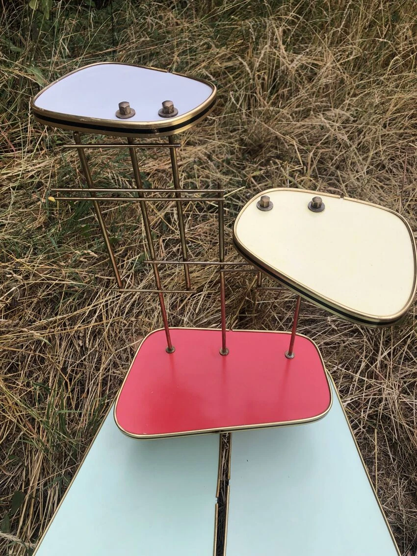 Porte Plante Sellette Table Guéridon Formica Années 60 8 Porte Plante Sellette Table Guéridon Formica Années 60 – Image 6