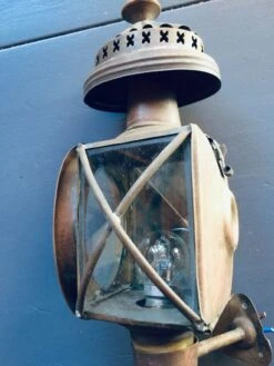 Paire D'anciennes Lanternes De Fiacre En Cuivre Vers 1900 -Jardin Fournitures Boutique 71595e1c f84d 4f7f afc5 f07312440f64