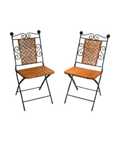 Paire De Chaises Pliables En Fer Forgé Et Rotin -Jardin Fournitures Boutique 71759301 4542 4e17 a3f5 1c6856a0ed96