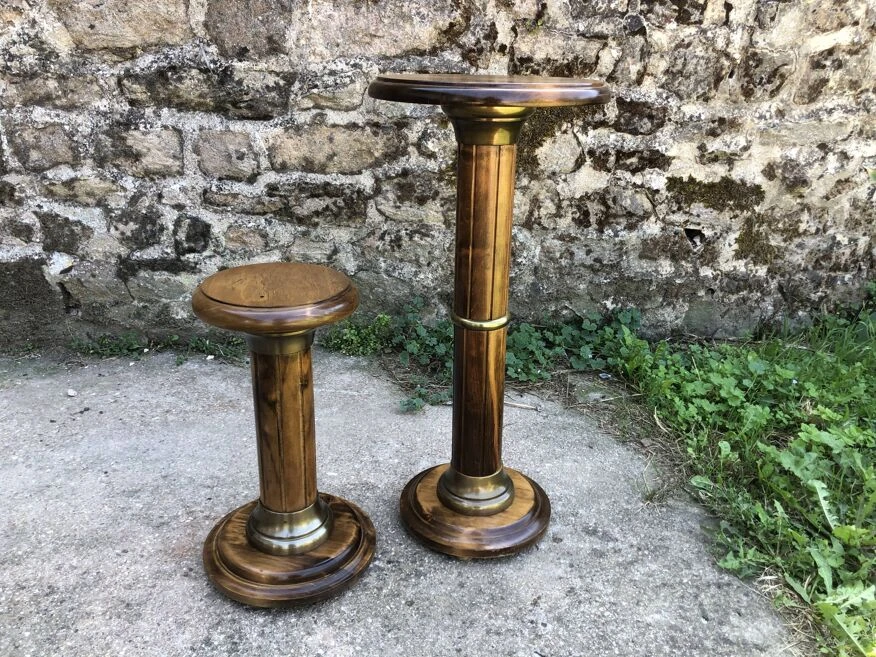 Lot De 2 Porte-plantes Colonnes En Bois Massif 11 Lot De 2 Porte-plantes Colonnes En Bois Massif – Image 9