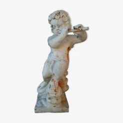 Statue De Jardin En Fonte Angelot Musicien Chérubin XIXème